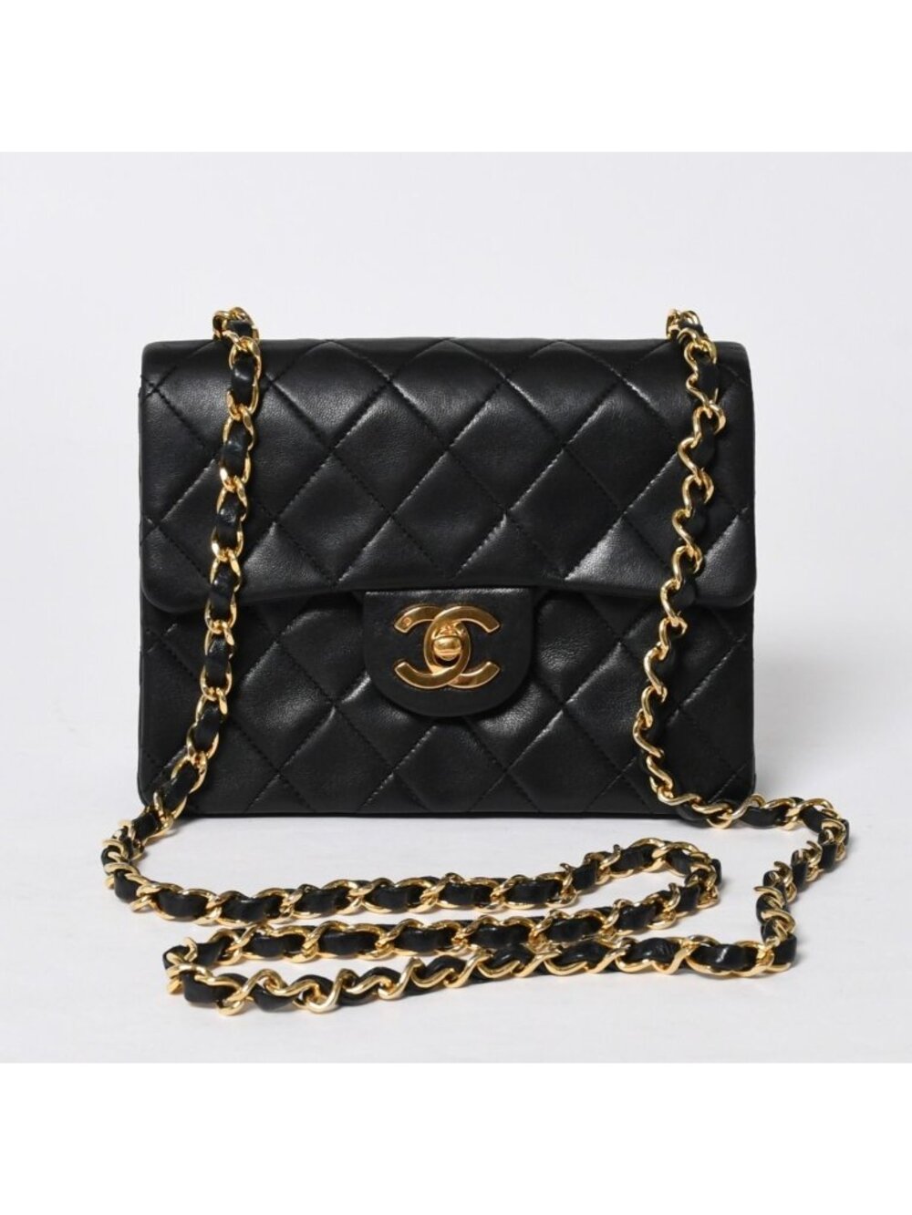 Chanel Mini Quilted 17 S Flap S Chain Shoulder Bag CC Logo Lambskin Black Gold